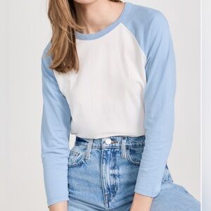Frame Sky Blue Raglan Cotton Long Sleeve Shirt Women Large